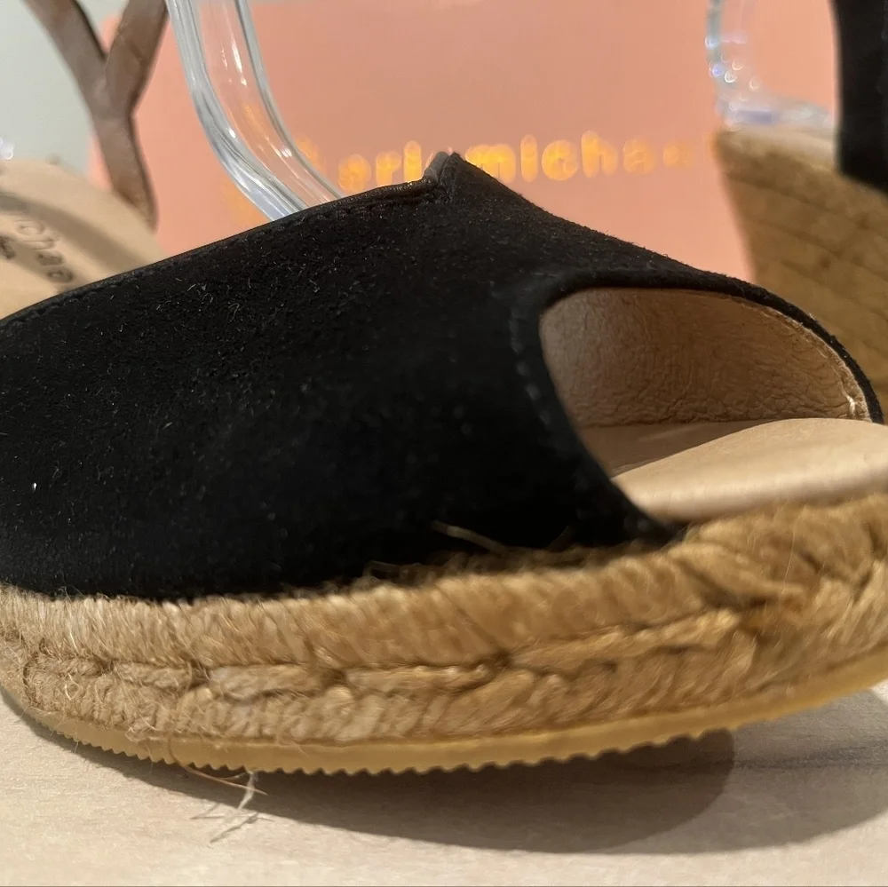 Eric Michael Gina Black‎ Leather Wedge Sandals. Size EU 41.  US 10.5